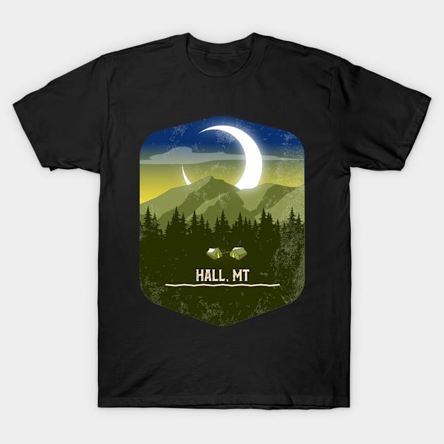 Hall MT Campground Campground Camping Hiking and Backpacking through National Parks, Lakes, Campfires and Outdoors of California T-Shirt by AbsurdStore